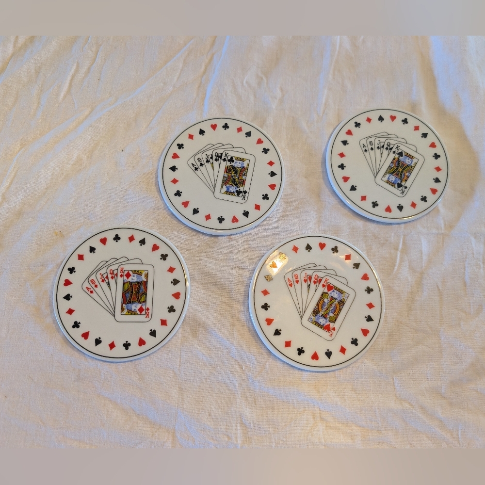 2/30$ Playing Card Round Coasters - Set of 4